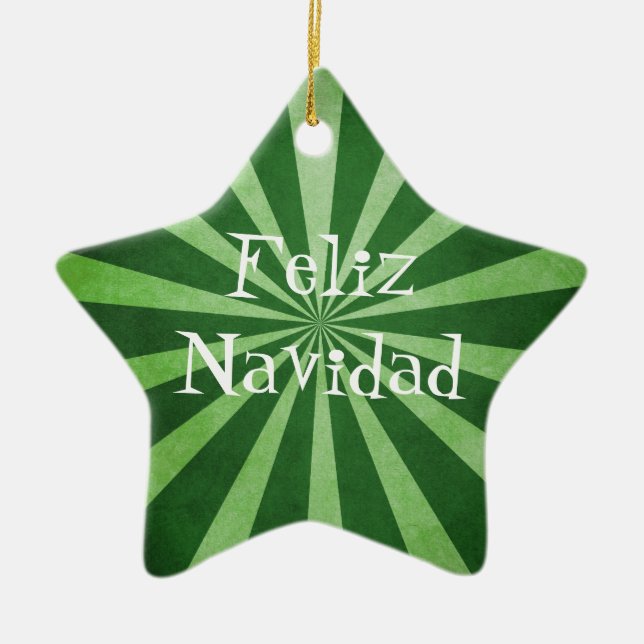 Ornement de Noël de Feliz Navidad d'éclat de vert (Devant)