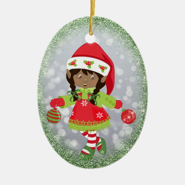 Ornement de Noël de fille d'Afro-américain (Devant)