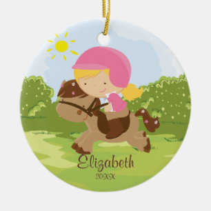 Ornement de Noël de fille de cavalier de Horseback