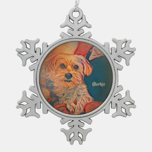 Ornement de Noël de flocon de neige de Morkie (Devant)