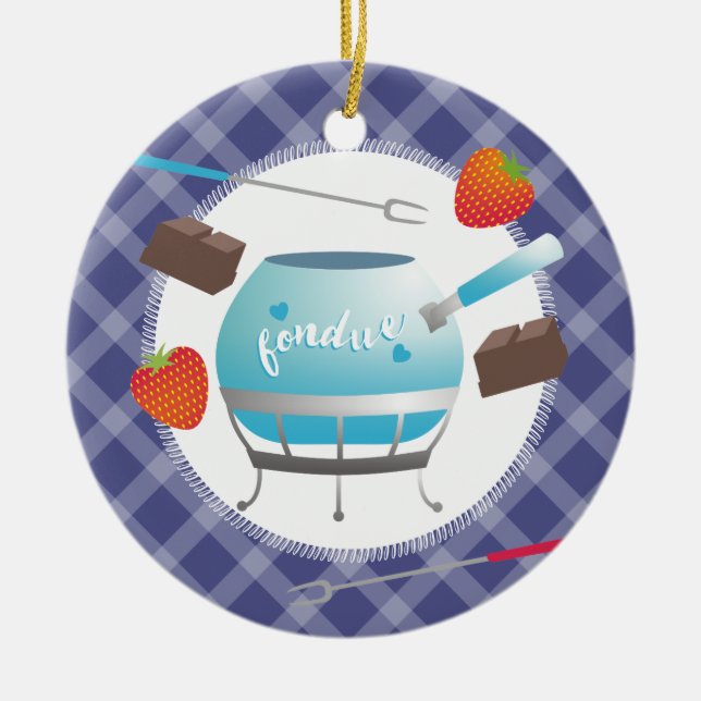 Ornement de Noël de fraises de chocolat de fondue (Devant)