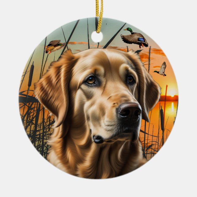 Ornement de Noël de Golden Retriever (Devant)