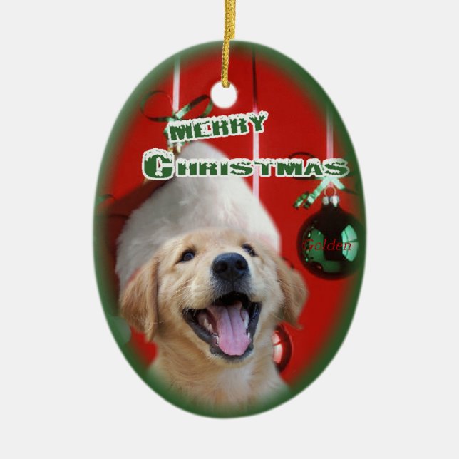 Ornement de Noël de Golden Retriever (Devant)