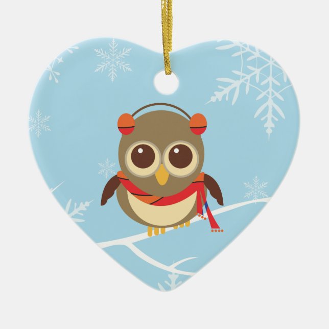 Ornement de Noël de hibou d'hiver (Devant)