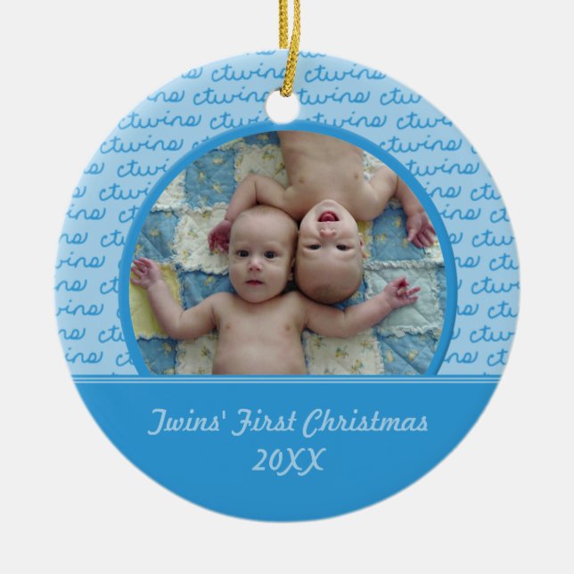Ornement de Noël de jumeaux de bleu premier (Devant)