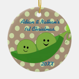 Ornement de Noël de jumeaux de garçon premier