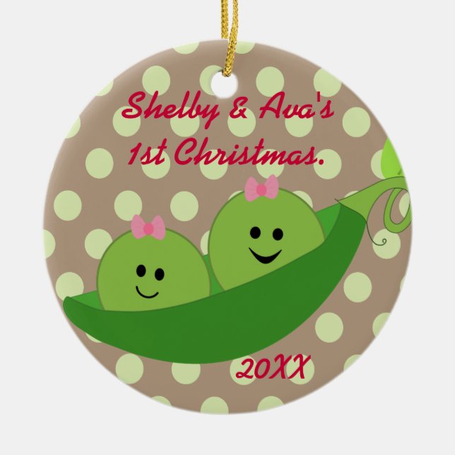 Ornement de Noël de jumelles de fille premier (Devant)