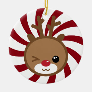 Ornement de Noël de Kawaii Reindeer