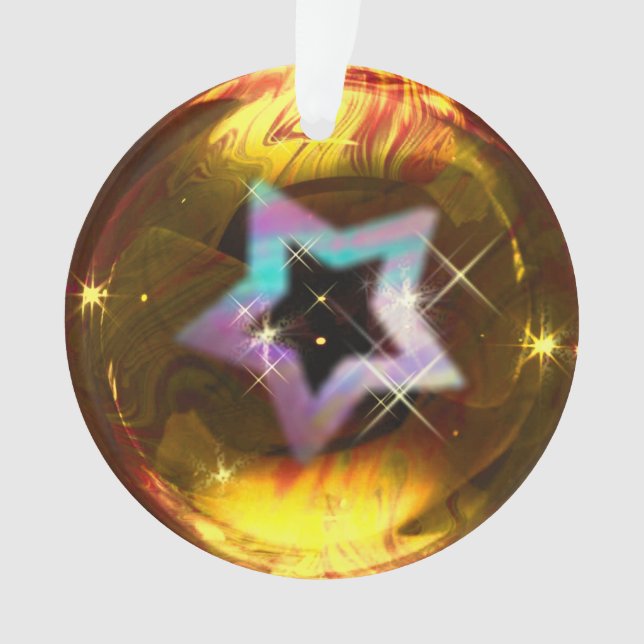 Ornement de Noël de la bulle d'or Star (devant)