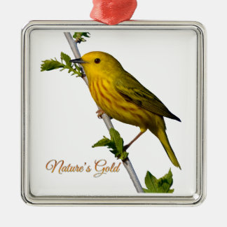 Ornement de Noël de la Paruline jaune "L’or de la 