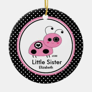 Ornement de Noël de la petite soeur rose Ladybug