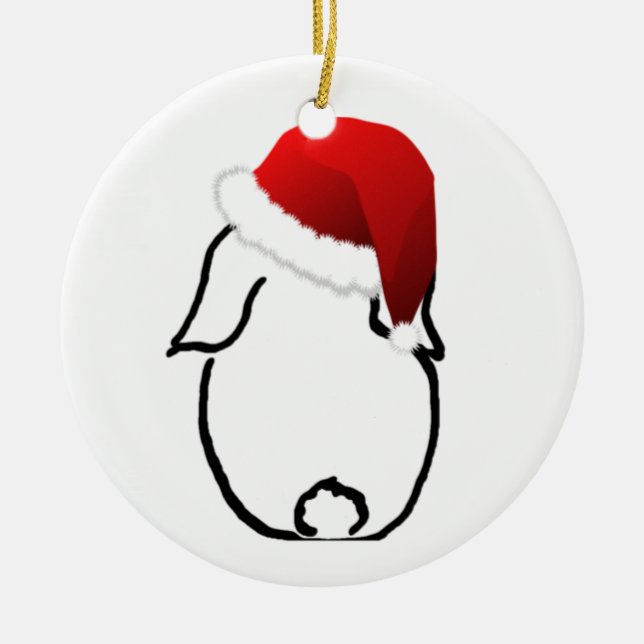 Ornement de Noël de lapin de Père Noël (Devant)