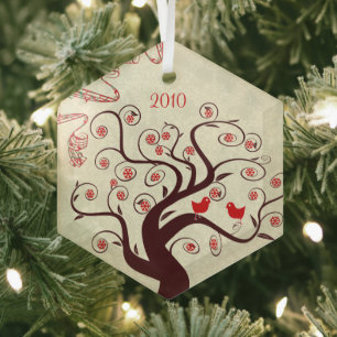 Ornement de Noël de l'arbre à perles rouges