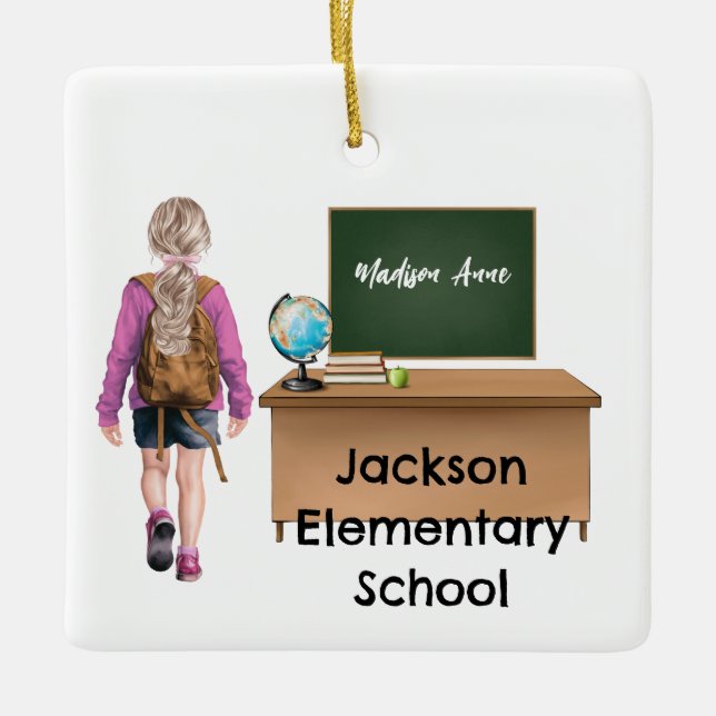 Ornement de Noël de l'école pour filles customisée (Devant)