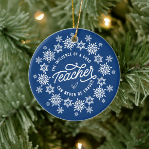 Ornement de Noël de l'enseignant de flocon rouge
