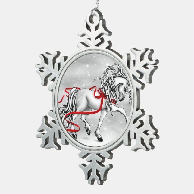 Ornement de Noël de l'étalon blanc (Vue impression)