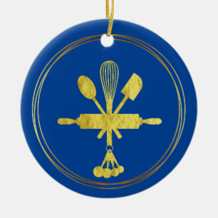 Ornement de Noël de l'icône de la boulangerie d'or