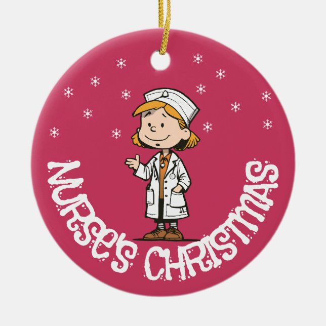 Ornement de Noël de l'infirmière | Cadeau photo pe (Devant)