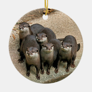 Ornement de Noël de loutres de faune