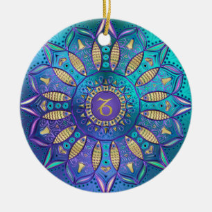 Ornement de Noël de mandala de Capricorne de signe