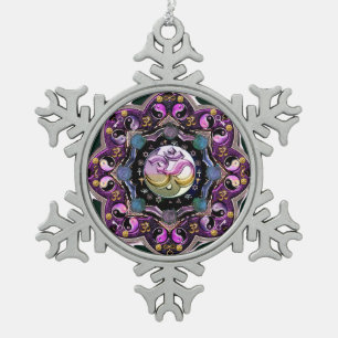 Ornement de Noël de mandala de lune de Yin-Yang OM