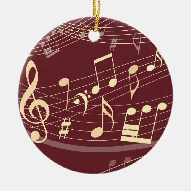 Ornement de Noël de musique rouge or personnalisé (Devant)