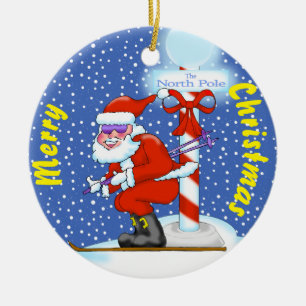 Ornement de Noël de Père Noël à ski