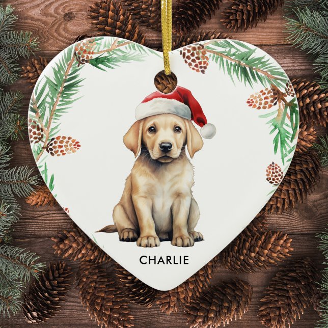 Ornement de Noël de Père Noël du Labrador jaune (Créateur téléchargé)