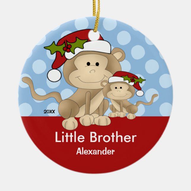 Ornement de Noël de petit frère de singe de Père (Devant)