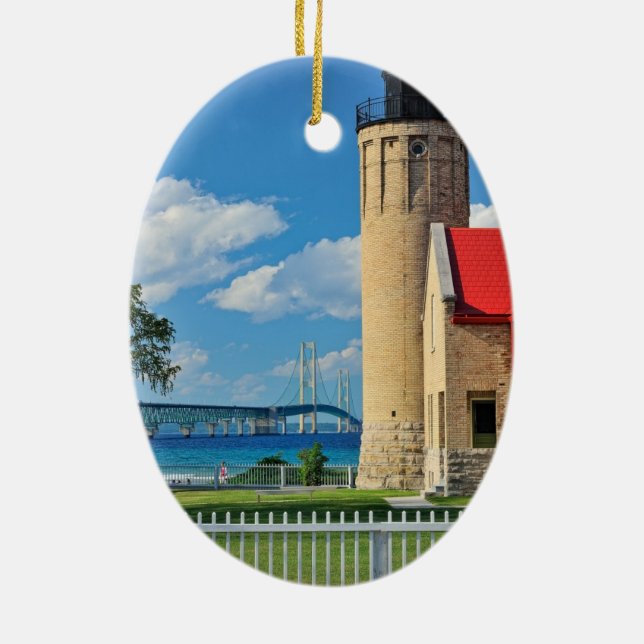 Ornement de Noël de phare de Mackinac (Dos)