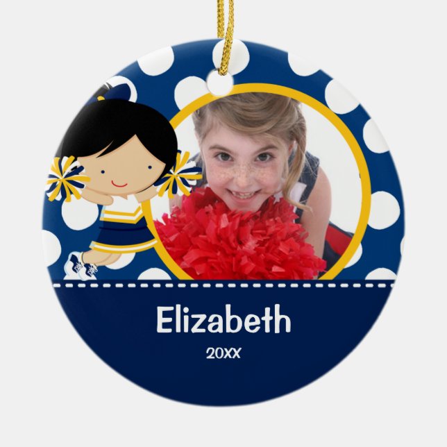 Ornement de Noël de photo d'acclamation de pom-pom (Devant)