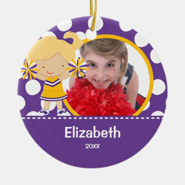 Ornement de Noël de photo d'acclamation de pom-pom (Devant)