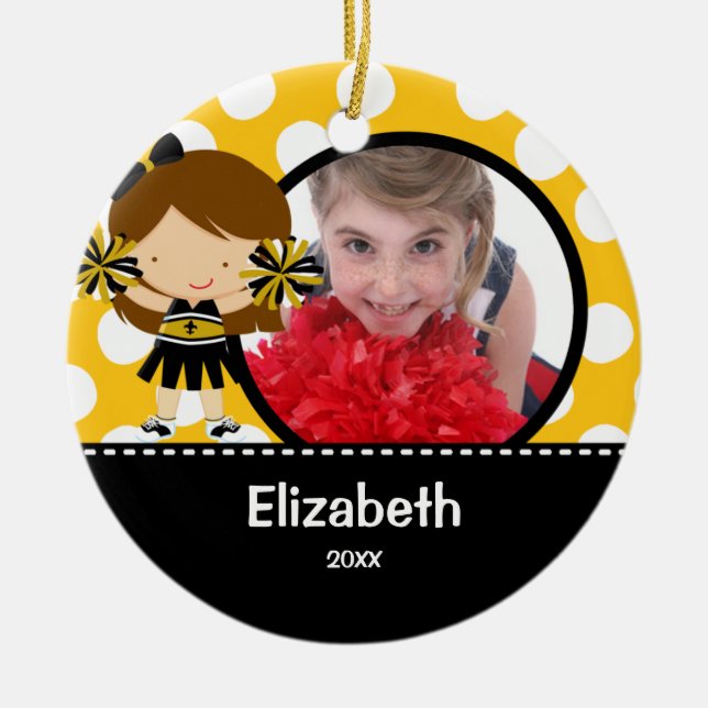 Ornement de Noël de photo d'acclamation de pom-pom (Devant)