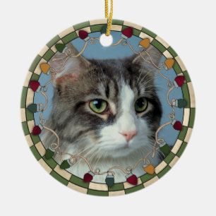 Ornement de Noël de photo de chat d'animal
