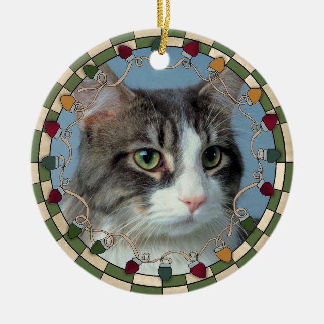Ornement de Noël de photo de chat d'animal (Devant)