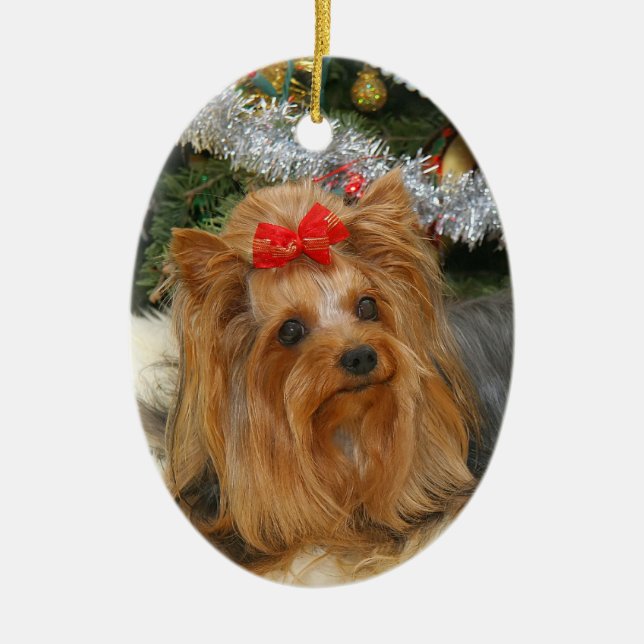 Ornement de Noël de photo de Yorkie (Devant)
