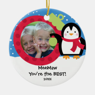 Ornement de Noël de pingouin de photo de MeeMaw