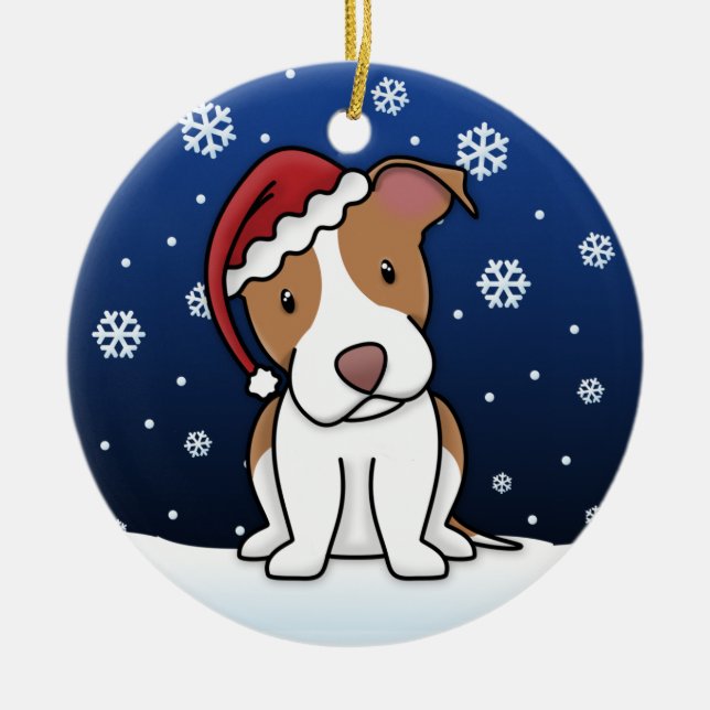 Ornement de Noël de pitbull de bande dessinée de (Devant)