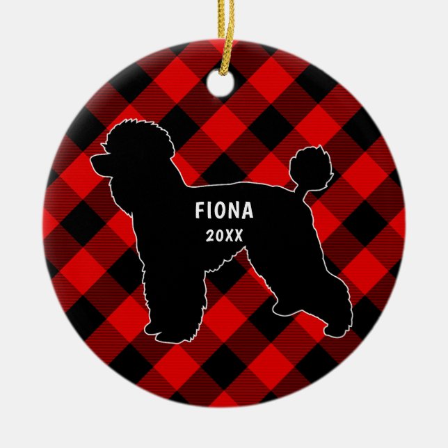 Ornement de Noël de plaid de chien de caniche (Devant)