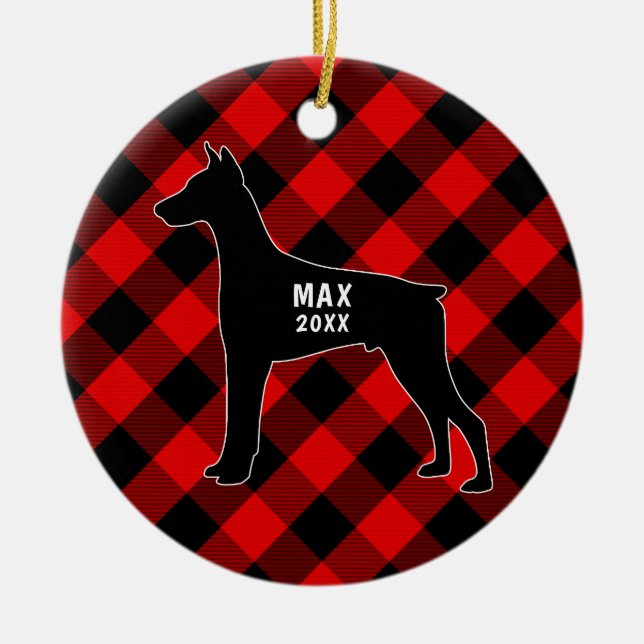 Ornement de Noël de plaid de Pinscher de dobermann (Devant)