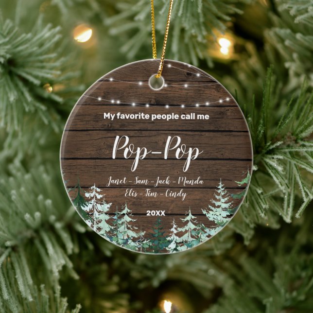 Ornement de Noël de Pop Pop Rustique Grand-parent (Arbre)