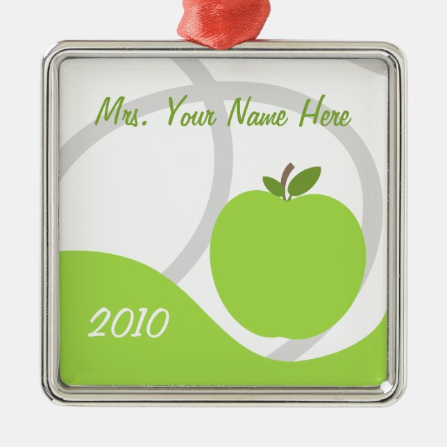 Ornement de Noël de professeur - Apple vert (Devant)
