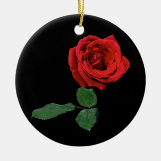 Ornement de Noël de rose rouge (Devant)