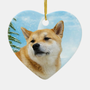 Ornement de Noël de Shiba Inu d'amour