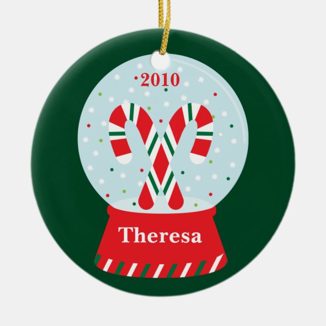 Ornement de Noël de Snowglobe de sucre de canne (Devant)