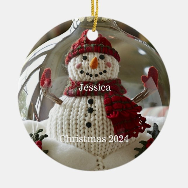 Ornement de Noël de Snowman personnalisé (Devant)