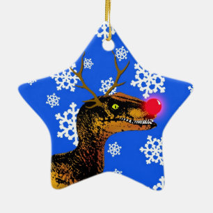 Ornement de Noël de Velociraptor - forme d'étoil