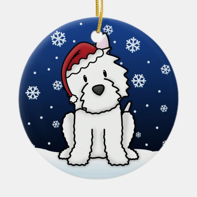 Ornement de Noël de Westie de bande dessinée de (Devant)