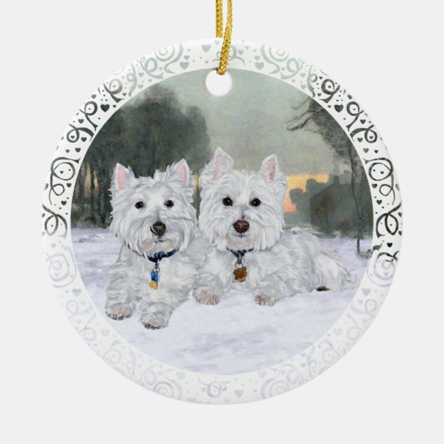 Ornement de Noël de Westies (Devant)