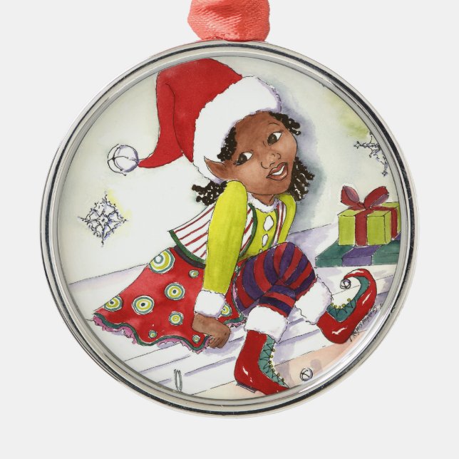 Ornement de Noël d'Elf de fille (Devant)